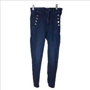 Womens GAP High-Rise Blue Jeans with Metallic Button Details Size 4/30